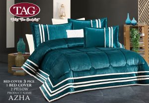 لحاف شتوي ناعم ممتاز مصنوع من مواد تركية طقم سرير كبير من 3 قطع مقاس 260*240  مع 2 كيس خدادية  من براند تاج