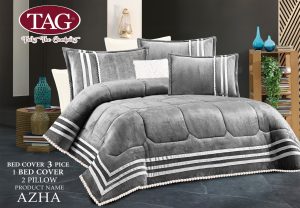 لحاف شتوي ناعم ممتاز مصنوع من مواد تركية طقم سرير كبير من 3 قطع مقاس 260*240  مع 2 كيس خدادية  من براند تاج