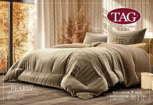 لحاف شتوي ناعم ممتاز مصنوع من مواد تركية طقم سرير كبير من 3 قطع مقاس 260*240  مع 2 كيس خدادية  من براند تاج