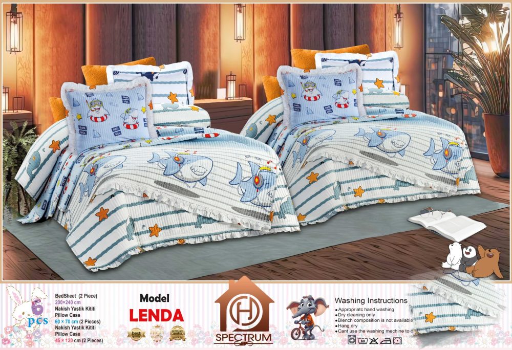 طقم كوفرتة كابتونية سرير اطفال فيبر قطن عالى الجودة باركال جوبير 6 قطع 2كوفرتة 190*240 وجهين مع 2 كيس خدادية كابتونية وجهين و2 كيس مخدة